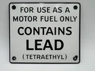 Old Original Vintage Porcelain CONTAINS LEAD (Tetraethyl) Gas Pump Plate Sign