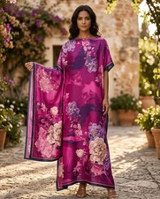 A Long Floral Print Dress in Plus Size for Women,