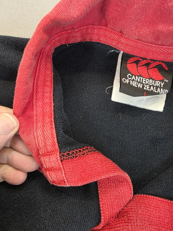 Винтажная мужская рубашка регби Canterbury of New Zealand большой черный красный логотип - Изображение 4 из 4