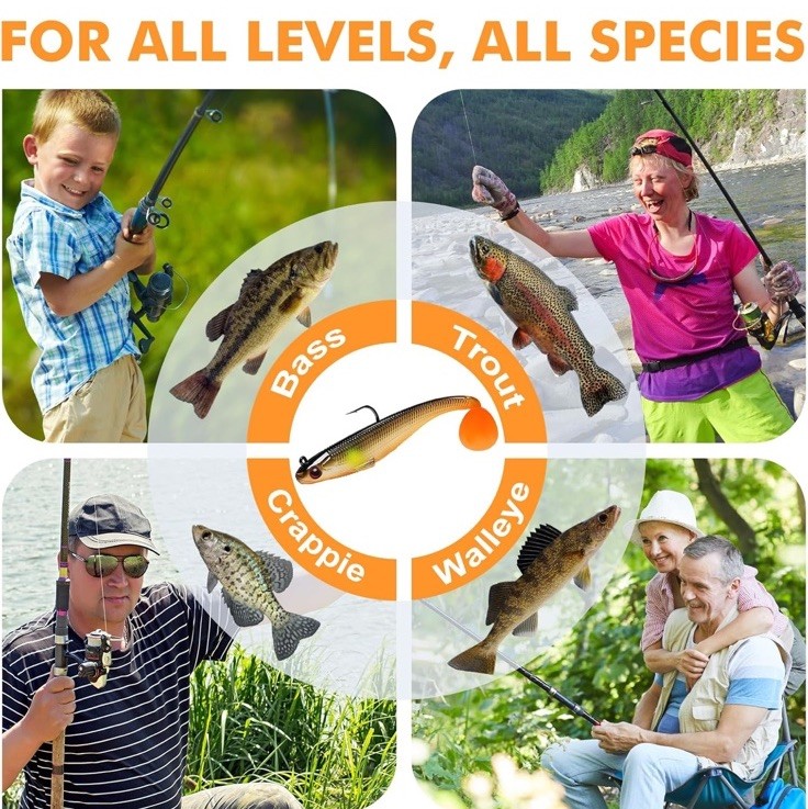 TRUSCEND Easy Catch Pre-Rigged Soft Lures 2.75”, 0.23oz