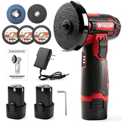 Rivlox Cordless Angle Grinder Kit, 3-inch Mini Angle Grinder Tool with 2Pcs 1...