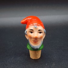 Vtg Cork Stopper German Head Gnome Porcelain Ceramic Liquor Wine Bottle Pourer