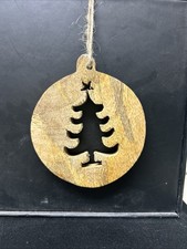 Wooden Carved Christmas Ornament NEW Rustic Farmhouse