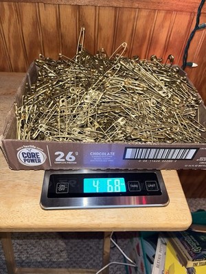 Huge 4.4 LB Bulk Lot 2-1/4  Gold Tone Safety Pins Heavy Duty Sewing Crafts