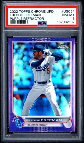 2022 TOPPS CHROME UPDATE PURPLE REFRACTOR #USC54 FREDDIE FREEMAN PSA 8