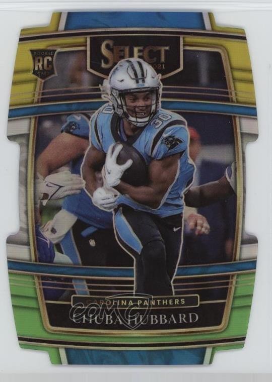 2021 Panini Select Concourse Green & Yellow Prizm Die-Cut Chuba Hubbard #76 17kh