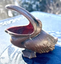 Antique Early 1900's WB Mfg Co Bronze Grotesque Pelican Novelty Ashtray -  Flaws