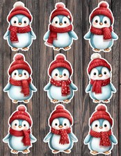 Cozy Winter Penguin Die Cut Vinyl Stickers Set Scrapbooking Laptop Waterbottle