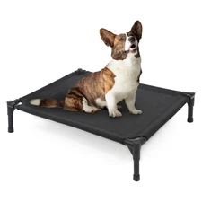 Elevated Dog Bed - Fits Up to 150 LBs, Durable Supportive Teslin Mesh, Black