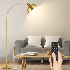 Arc Floor Lamps for Living Room, Modern Tall Standing Lamp Remote Large, Gold 