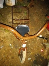 Vintage Metal Construction Ride-On Tricycle w/ Rear Push Handle, 3 Wheels