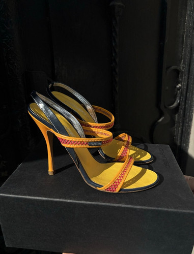 DSQUARED2 Yellow Leather Strappy Slingback Heels Sandals EU 39 US 9 25.5 cm