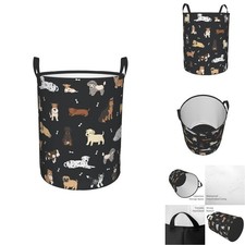 Gbuzozie Cute Dogs Round Laundry Hamper Cartoon Puppy Animals Storage Basket