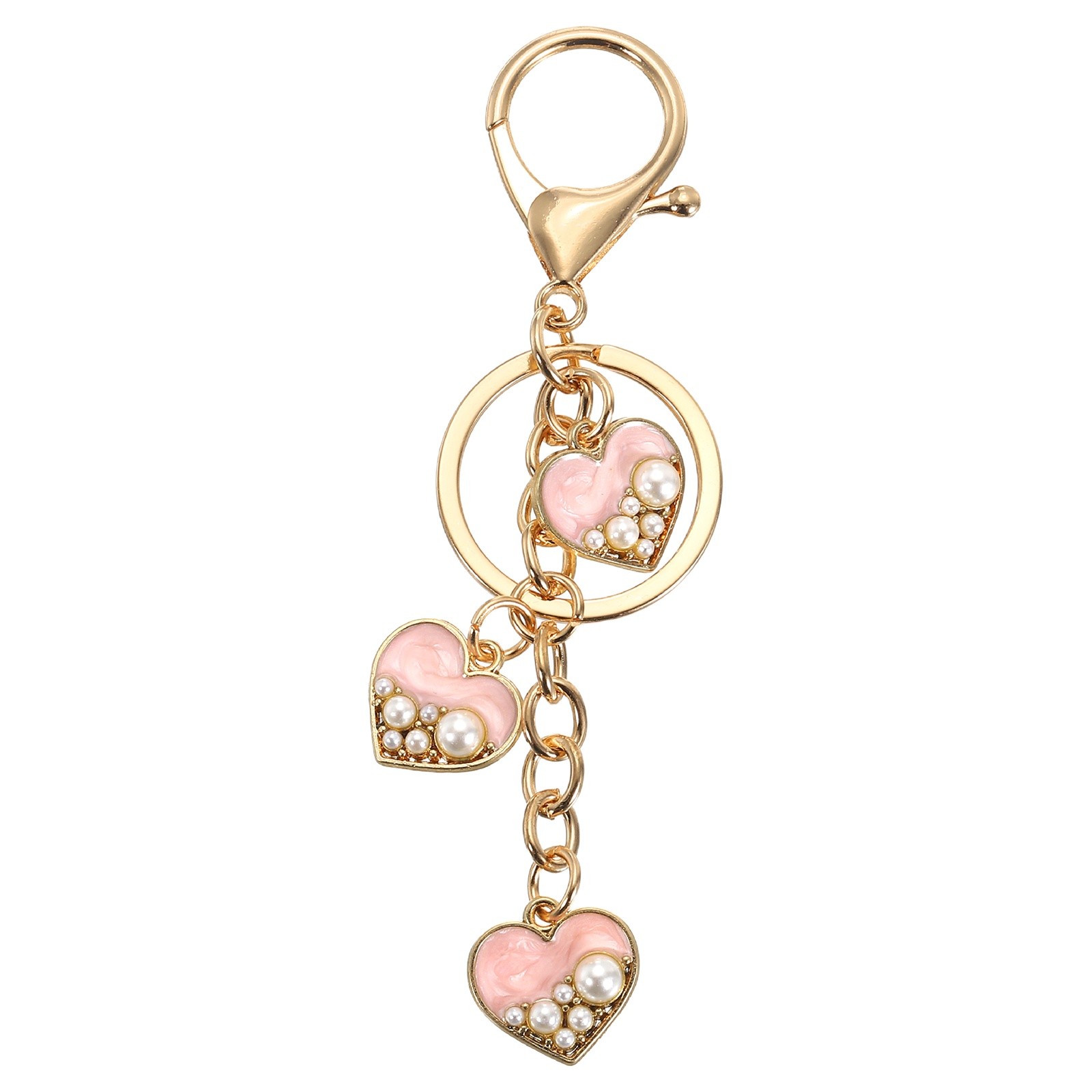 Pink Y2K Heart Keychain Alloy Cute Keyring Backpack Charm