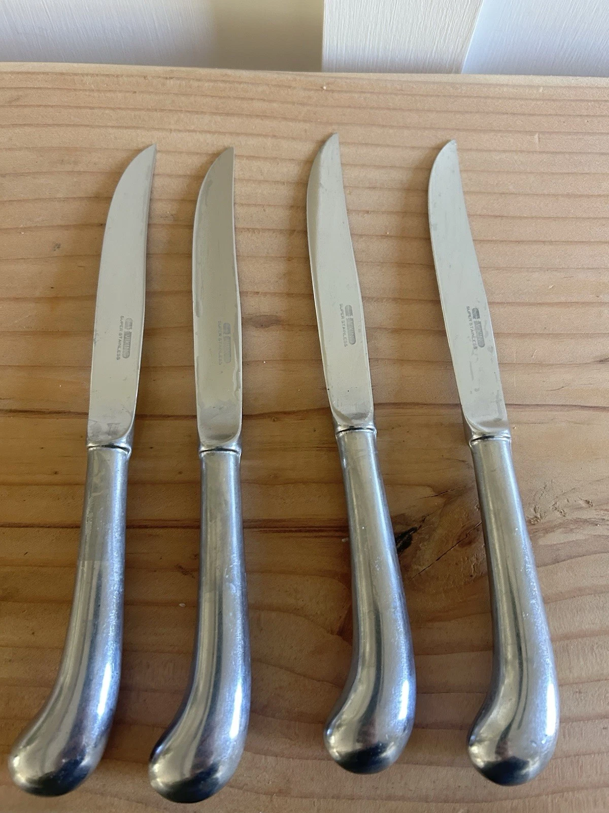 Vintage Viking Super Stainless Steel Serrated Steak Knife Set Of 4 Japan