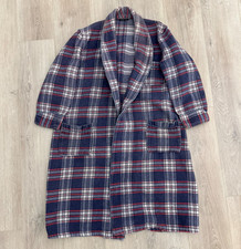 vintage Beacon 1930s Flannel Blanket Thick Cotton Robe Shawl Collar Plaid 1940s