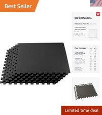 3/8" Thick Multipurpose EVA Foam Exercise Floor Mat, Interlocking Tiles, Anti...