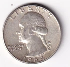 1964 Silver Washington Quarter  90% Silver  Circulated Beautiful Condition #1196