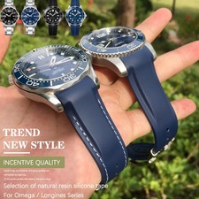 Rubber Watch Strap for Omega Seamaster Speedmaster 18-22mm Black Silicone Band