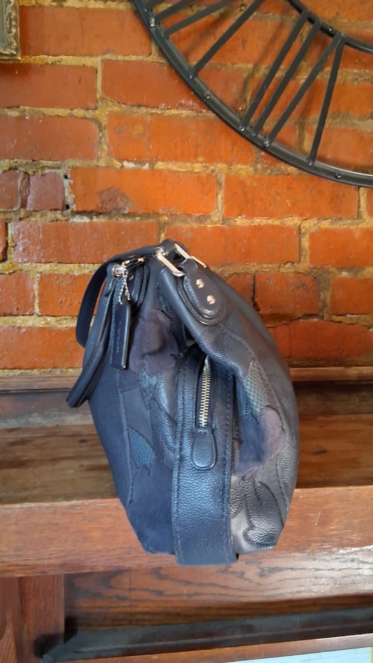 Bolso de hombro COACH 24966 Edie 31 retazos piel de serpiente TeaRose azul marino  Foto 4 de 4