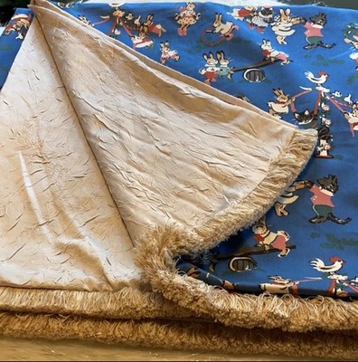 Playground Bunnies Throw Blanket, Large Handmade Toddler/Child Reversible 49 x90