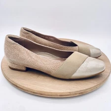 Beautifeel Shoes Womens 8 39 Beige Leather Cap Toe Loafers Shiny