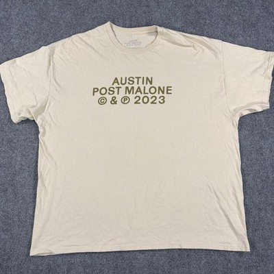 Austin Post Malone Shirt Mens 2XL Beige 2023 Tour Dates Graphic Concert Tee