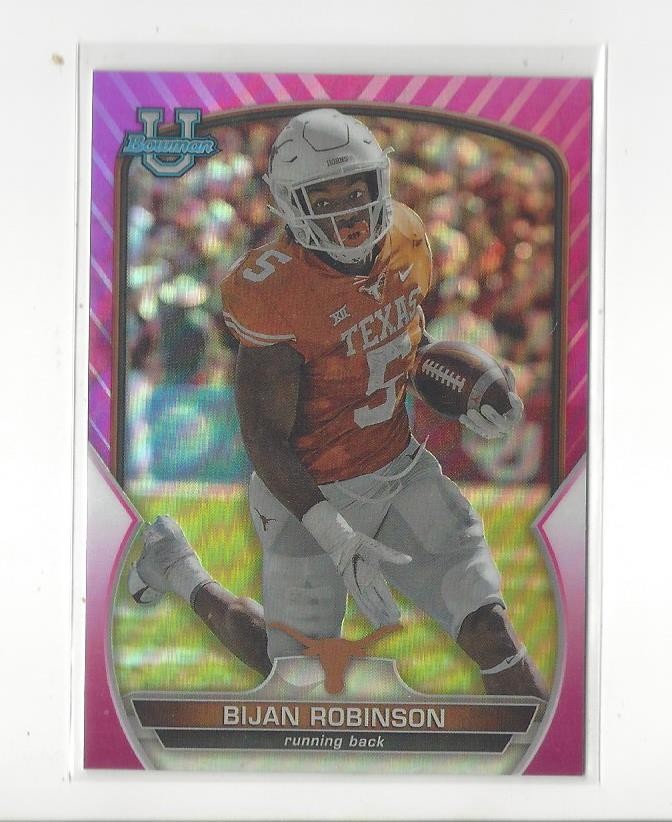 2022 Bowman Chrome University Pink Refractor #70 Bijan Robinson Texas Falcons