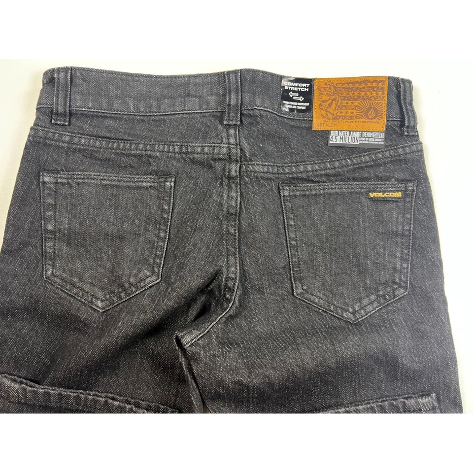 Volcom Vorta Slim Fit Stony Black Comfort Stretch Black Denim Jeans Men's Sz 27 - Image 4 of 4