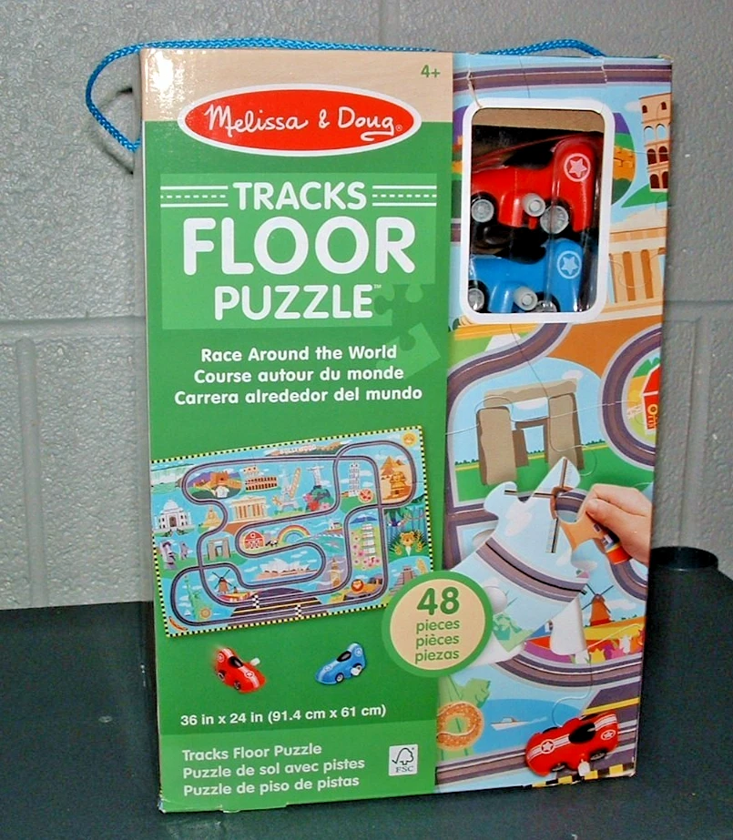 Rompecabezas de piso Melissa & Doug 48 piezas - Carrera alrededor del mundo pista - grande, fácil Foto 2 de 4