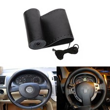 38cm Diy Car Steering Wheel Cover Leather Auto Protection Black 38cm Diy Car Steering Wheel Cover Leather Auto Protection Black