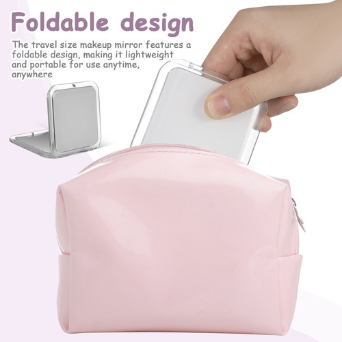  Handspiegel kleine Vergrößerung kompakt quadratisch klappbar für Handtasche - Bild 6 von 11