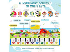 Musical Dancing Toddler Piano Mat 8 Instrument Sounds 10 Keys Green