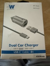    Just Wireless Dual Car Charger USB-A  USB-C 6FT 