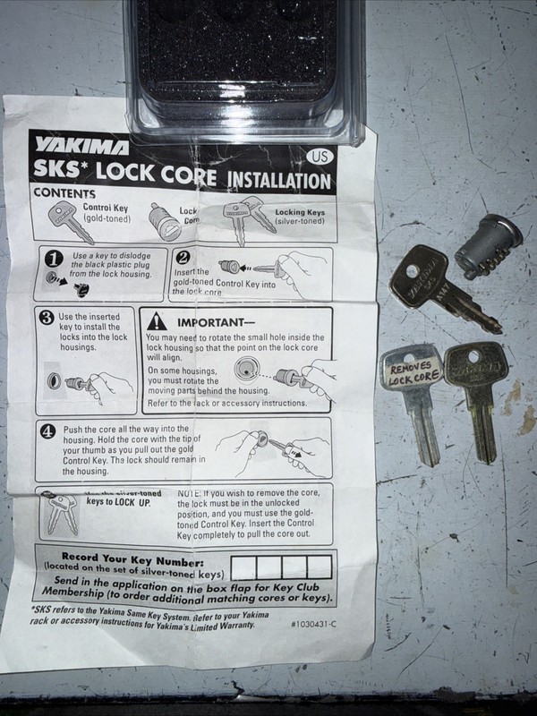 Yakima SKS System - Lock Cores and Keys - A147