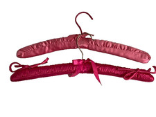 2 Vintage Pink Satin Padded Clothes Hangers