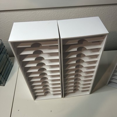 White Multi-Compartment Multi-Slot Craft Storage Organizer Shelves for Supplies