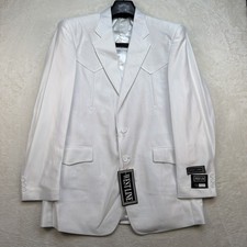 White Western Suit Mens Wedding Jacket Pants Set 38R Rockabilly