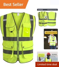 ANSI Class 2 High Visibility Safety Vest with 9 Pockets for Complete Protection