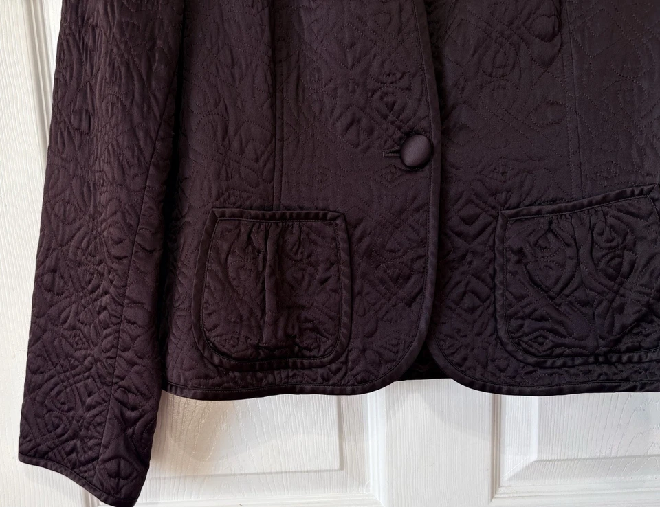 Chaqueta asiática acolchada 100 % seda marrón Banana Republic cuello mandarín XL ~ NUEVA SIN ETIQUETAS Foto 4 de 4