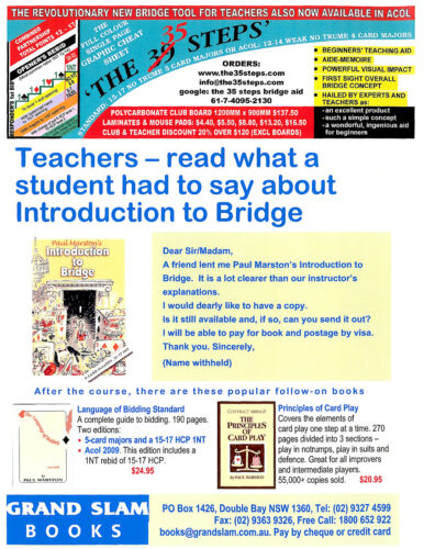 A3 LAMINATE 'THE 35 STEPS' REVOLUTIONARY CONTRACT BRIDGE TOOL TEACHERS/BEGINNERS - Picture 10 of 11