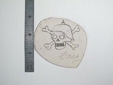 vtg 1960s 1970s Tattoo acetate stencil Spiked Helmet Skull signed SK4