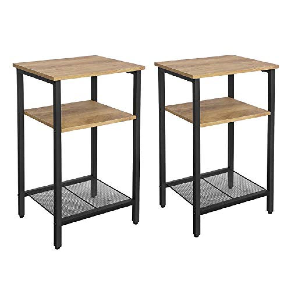 (TG. 29P x 34l x 58H cm) Vasagle - Tavolino a 3 livelli, comodino in stile indus