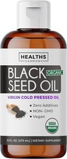 Health's Harmony USDA Organic Black Seed Oil Liquid 16 floz Premium Cold-Pressed