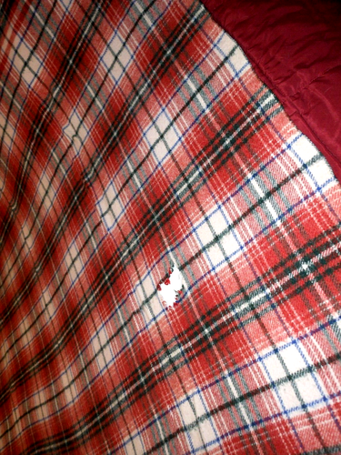 Vintage Red and White Plaid Satin Edge Camping Blanket 71" Long x 68" Wide - Picture 12 of 17