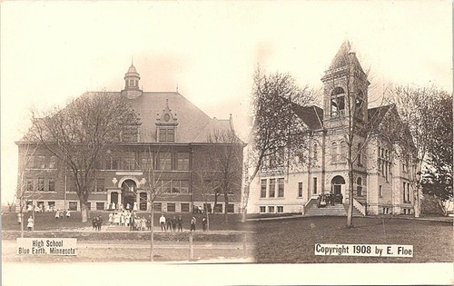 RPPC Blue Earth Minnesota View of Two School Houses 1908
