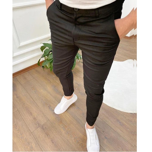 Mens Slim Fit Casual Work Pants Skinny Stretch Business Office Formal Trousers - Picture 21 of 33