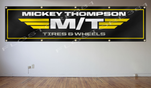 Drapeau bannière Mickey Thompson 2 x 8 pieds pneus voiture de course roues drag course drapeau  - Photo 1 sur 2