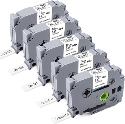 AVGOTOP Schriftband für Brother P-Touch TZe-231 12mm PT E100 H105 H107 H100LB 1000 1010