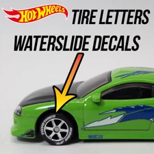 1/64 Scale TIRE LETTERS Custom Waterslide Decals for Hot